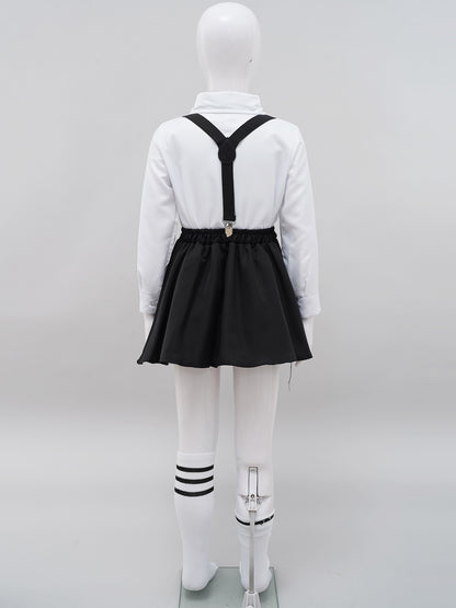 Children Girls Choir Outfits School Uniform Bow Tie Shirt with Suspender Skirt and Socks Schoolgirls Stage Performance Costume