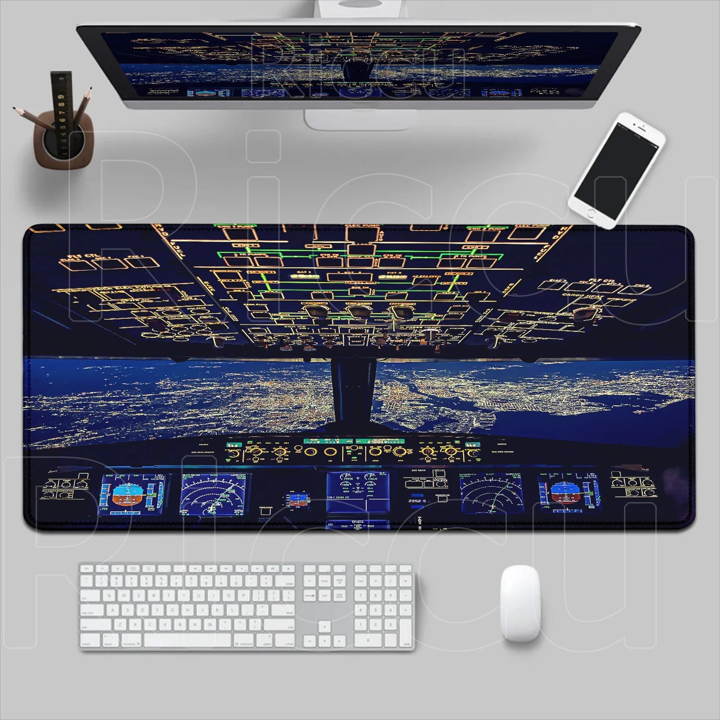 HD Airplane Speedometer Mouse Pads Plane Instrument Panel XXL Mousepad Non-slip Rubber Desk Mat Pc Gamer Deskmat Cockpit Playmat