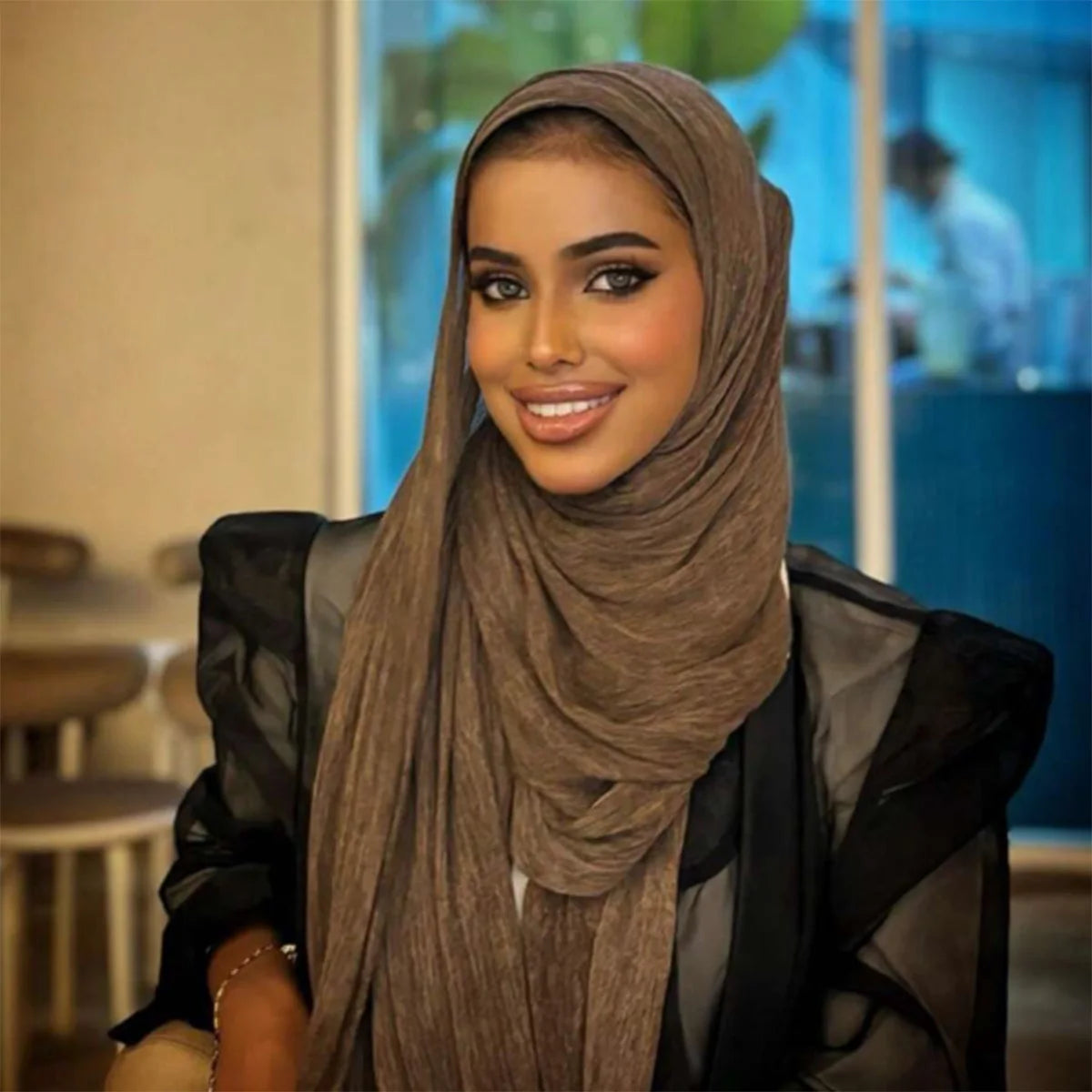 Fashion Crinkle Cotton Royan Hijab Scarf for Muslim Women Islamic Long Soft Shawls Wraps Short Tassel Bufanda Accessories