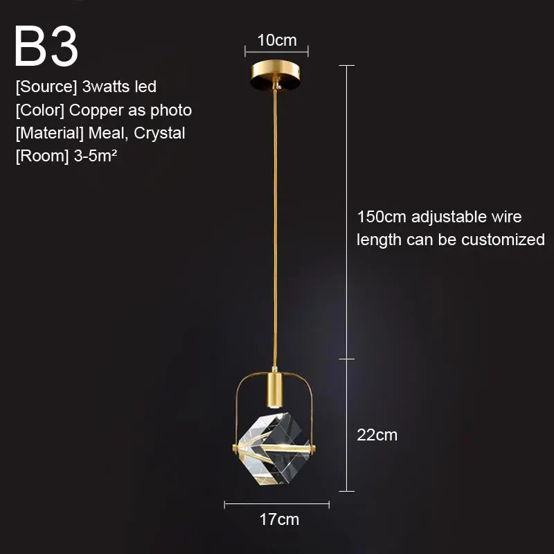 Crystal Led Pendant Lights Kitchen Fixture Suspension Bedside Hanging Lamp Nordic Loft Living Room Dining Room Indoor Home Decor