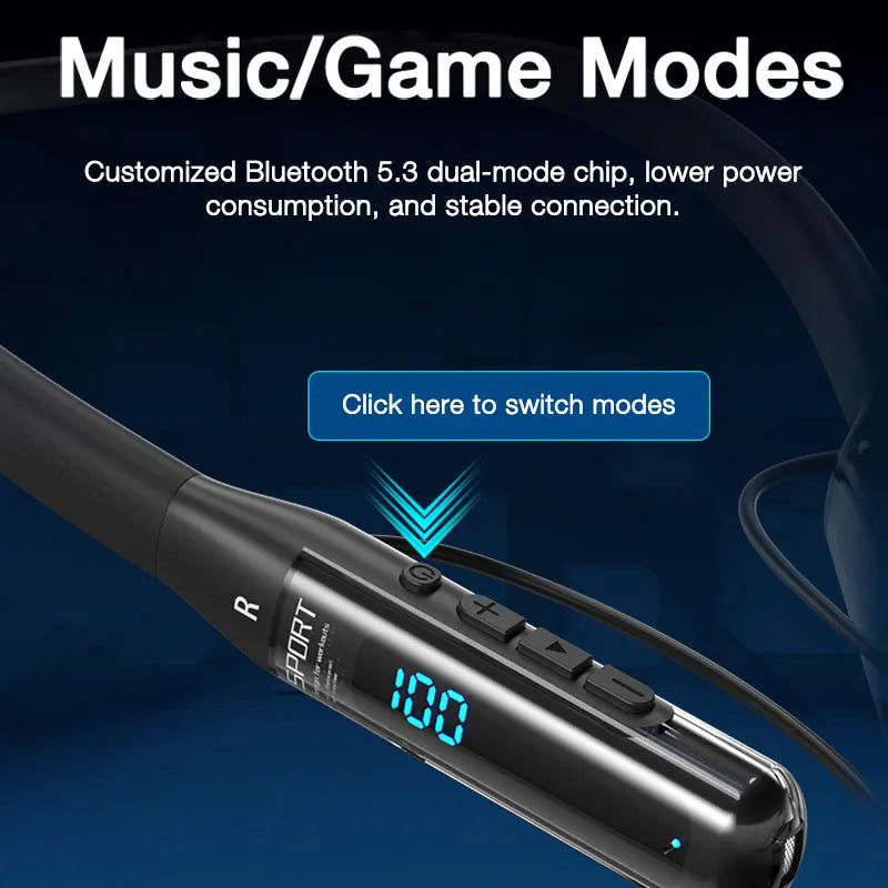 EARDECO 80 Hours Playback Bluetooth Headphone Neckband Wireless Headphones Bass Bluetooth Earphone with Mic Sport Stereo