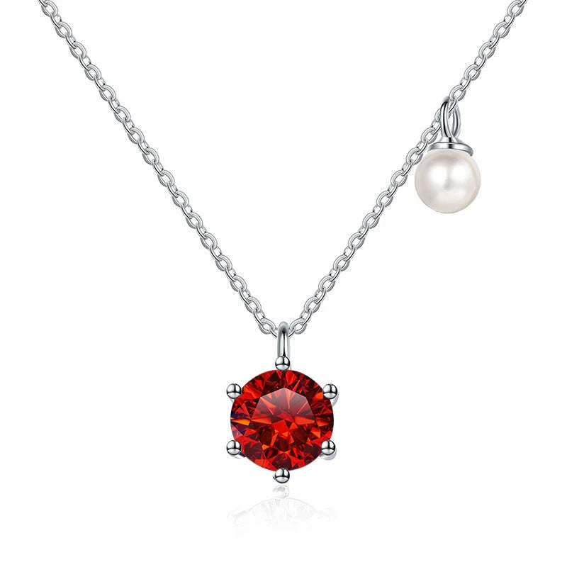 Butterflykiss 0.5/1ct Moissanite Solitaire Necklace For Women Pearl Pendant White Gold Plated S925 Sterling Silver Jewelry Gifts