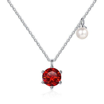 Butterflykiss 0.5/1ct Moissanite Solitaire Necklace For Women Pearl Pendant White Gold Plated S925 Sterling Silver Jewelry Gifts
