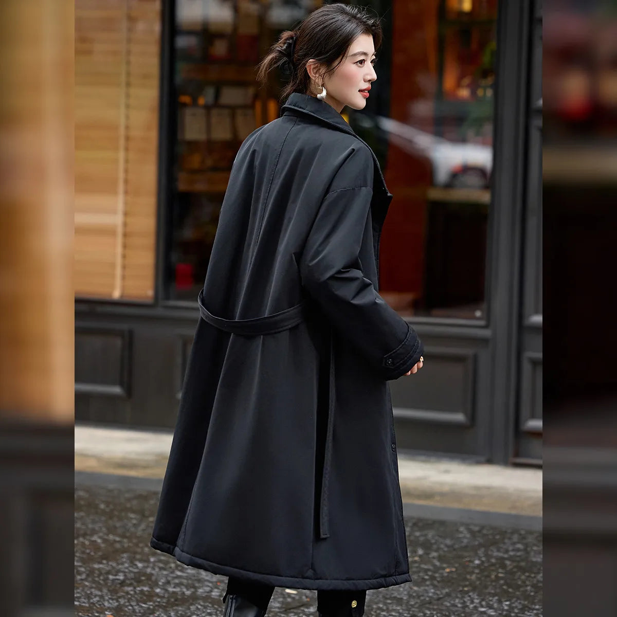 LOUIS YAO Stand-Up Collar Women's Down Coat 2025 Autumn/Winter Waist Belt Thickened Long-Length Puffy Duck Down Jacket