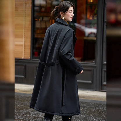 LOUIS YAO Stand-Up Collar Women's Down Coat 2025 Autumn/Winter Waist Belt Thickened Long-Length Puffy Duck Down Jacket