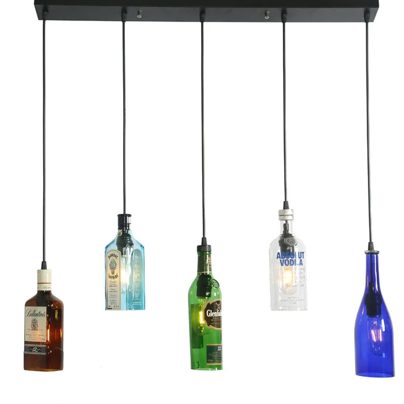 Retro Industrial Loft Wine Bottle Pendant Lights Restaurant Cafe Bar Glass Hanging Lamp Clothing Store Lustre Indoor Lighting