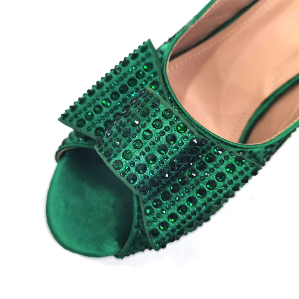 Mature Sweet 2024 Super Heels Peep Toe Ladies Slipper Shoes with Bag Set in Blue Color For Nigerian Women Wedding Party