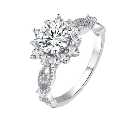 1Ct Moissanite PT950 Platinum Snow Fairy Ring Women's - Bright shine, ice crystal highlights diamond, decent romantic gift
