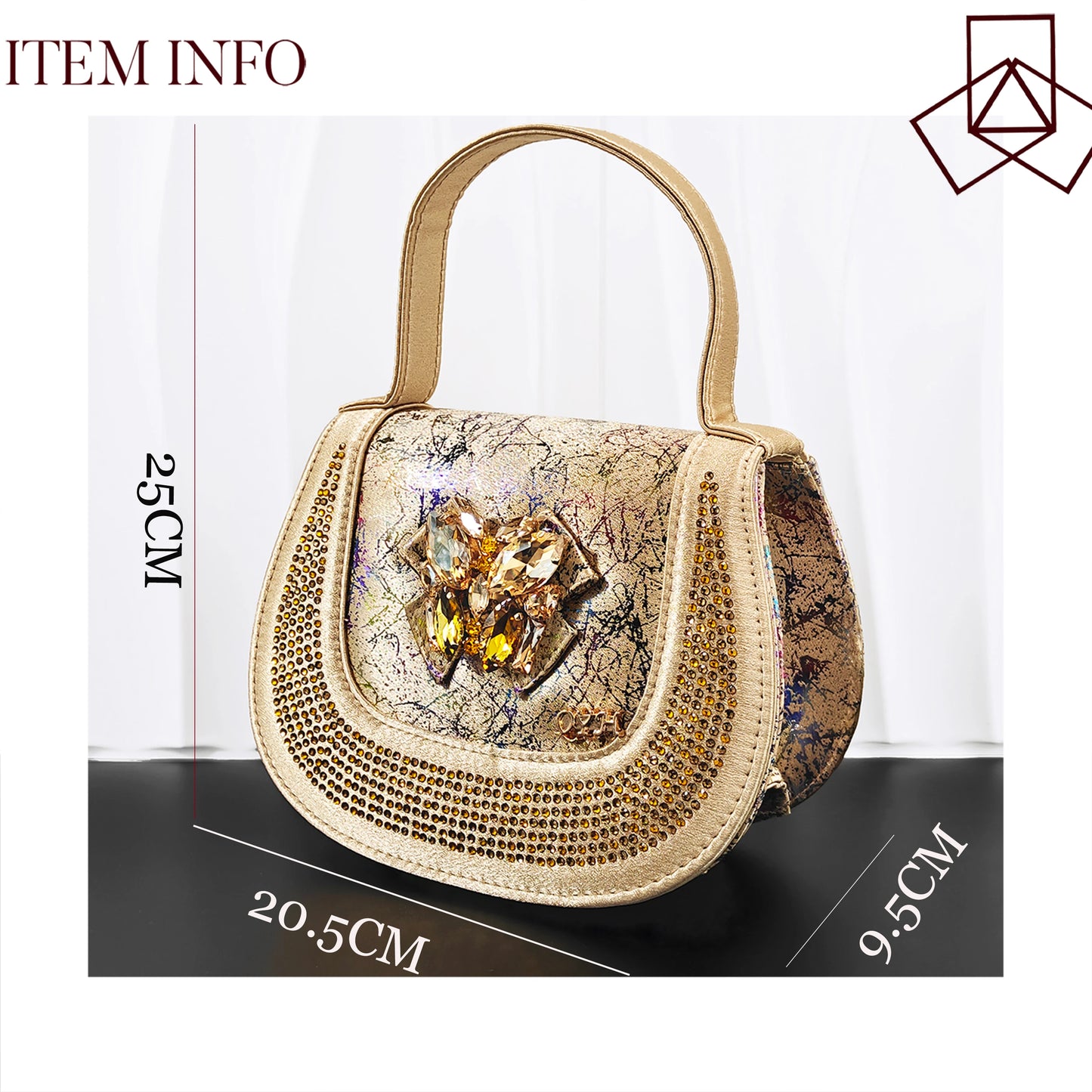 New Print Design Elegant Mature Style Gold Color Essential for Banquets, Exquisite HandBag with Peep Toe Sexy High-Heeled Shoes