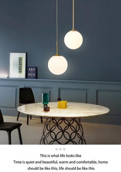 LED Glass Ball Pendant Lamp Nordic Chandelier Lights Home Indoor Dining Room Restaurant Bar Table Decor Hanging Suspension Lamp