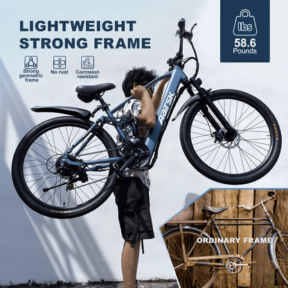 Electric Bike for Adults, 750W Peak Ebike, 40Miles 25MPH Electric Mountain Bike, 24''/26" Adult Electric Bicycle with 36V Battery, 21 Speed, Full Suspension, UL 2849 Certified