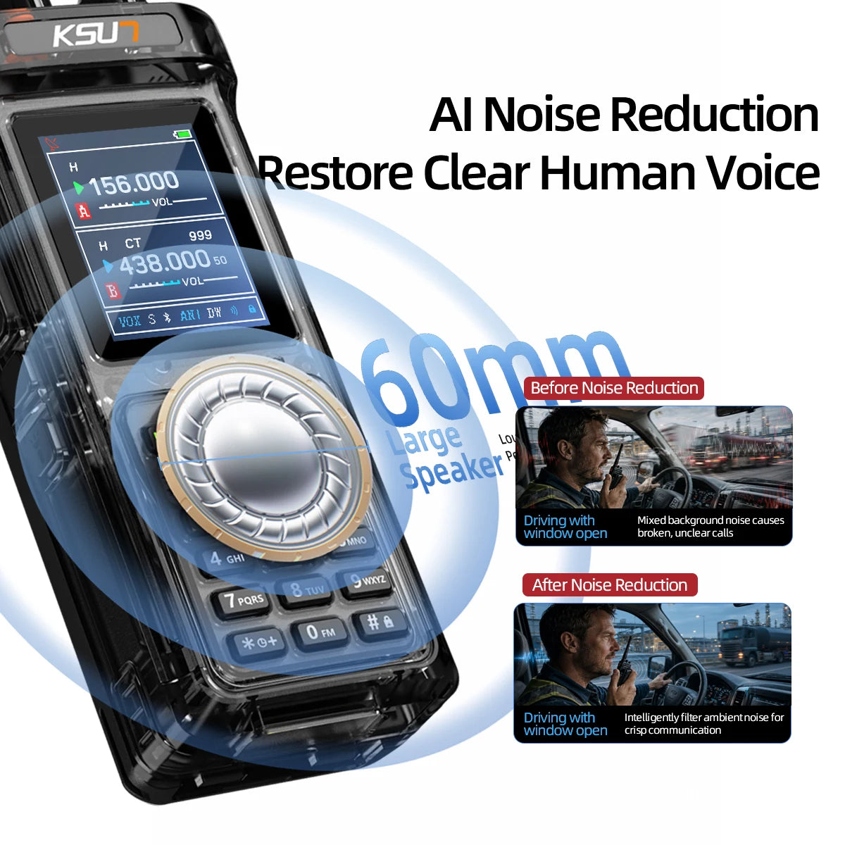 KSUN UV122D Walkie Talkie 20W high power AM FM Long Range Two Way Radio Supports Type-C fast charging ham radio Walkie Talkie