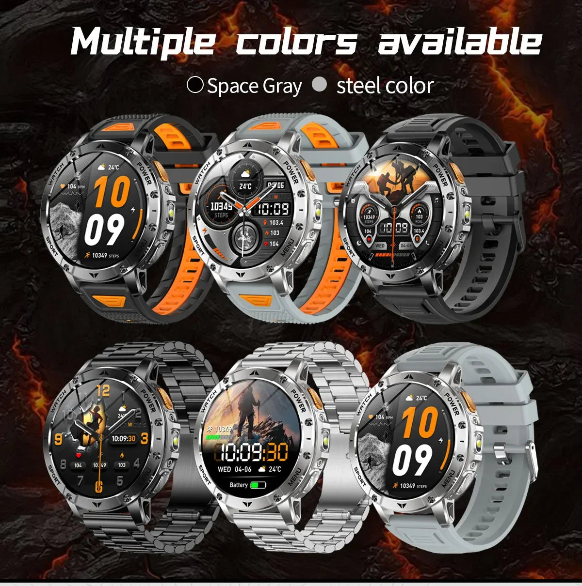 TANK Ultra Outdoor Smartwatch 1400mAh Battery Military Watches Waterproof Two-color Tactical LED Flashlight Men Sports Bracelet