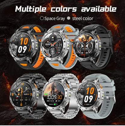 TANK Ultra Outdoor Smartwatch 1400mAh Battery Military Watches Waterproof Two-color Tactical LED Flashlight Men Sports Bracelet