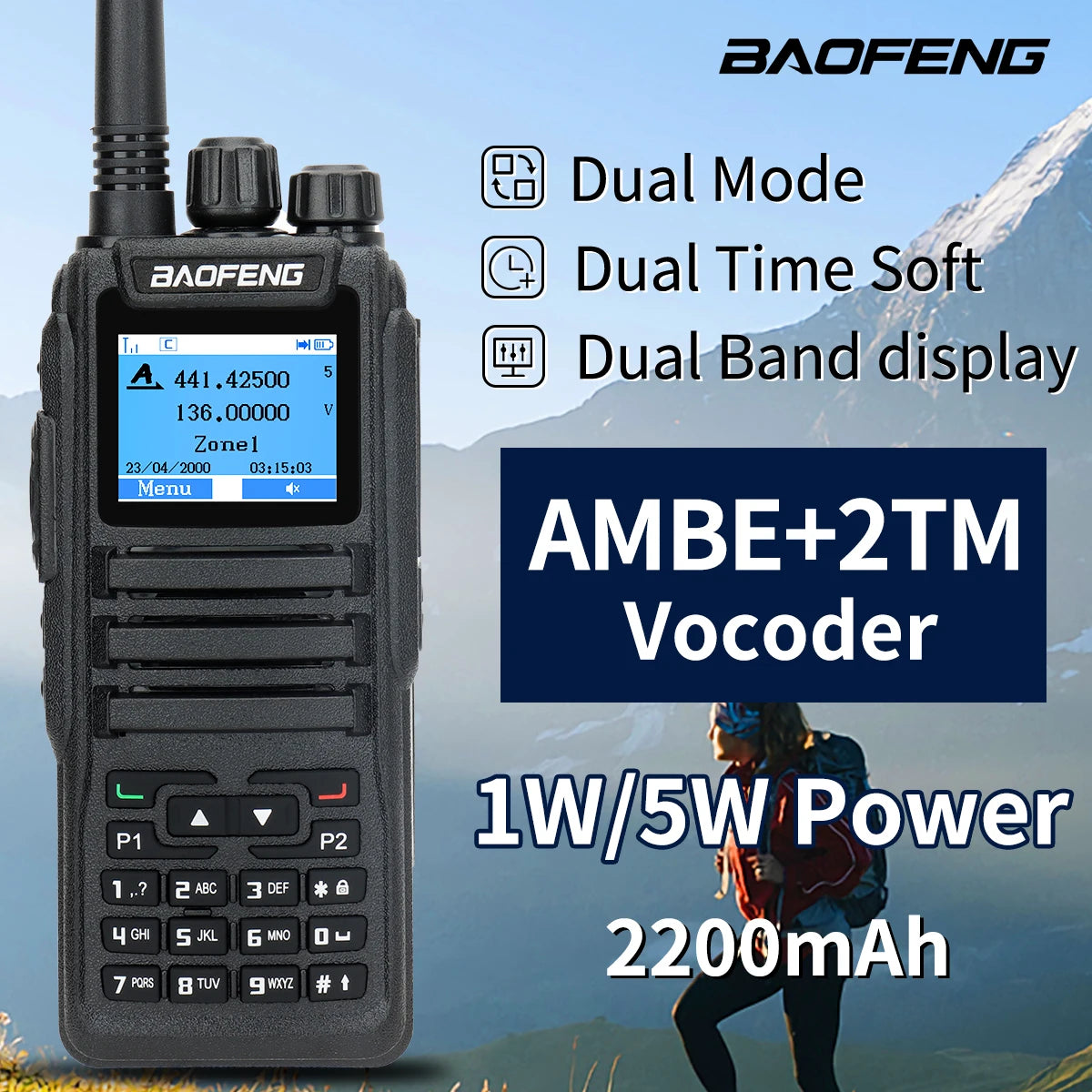 Baofeng DMR DM 1701 Digital Walkie Talkie Dual Mode Analog Two Way Radio Open GD77 Dual Time Slot Tier 1+2 Ham Radio DR 1801