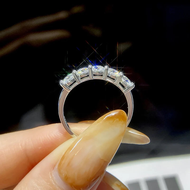 Moissanite Ring 100% Pass Diamond Tester Pen Matching Wedding Diamond Band for Women 925 Sterling Silver Female Single Tail Ring