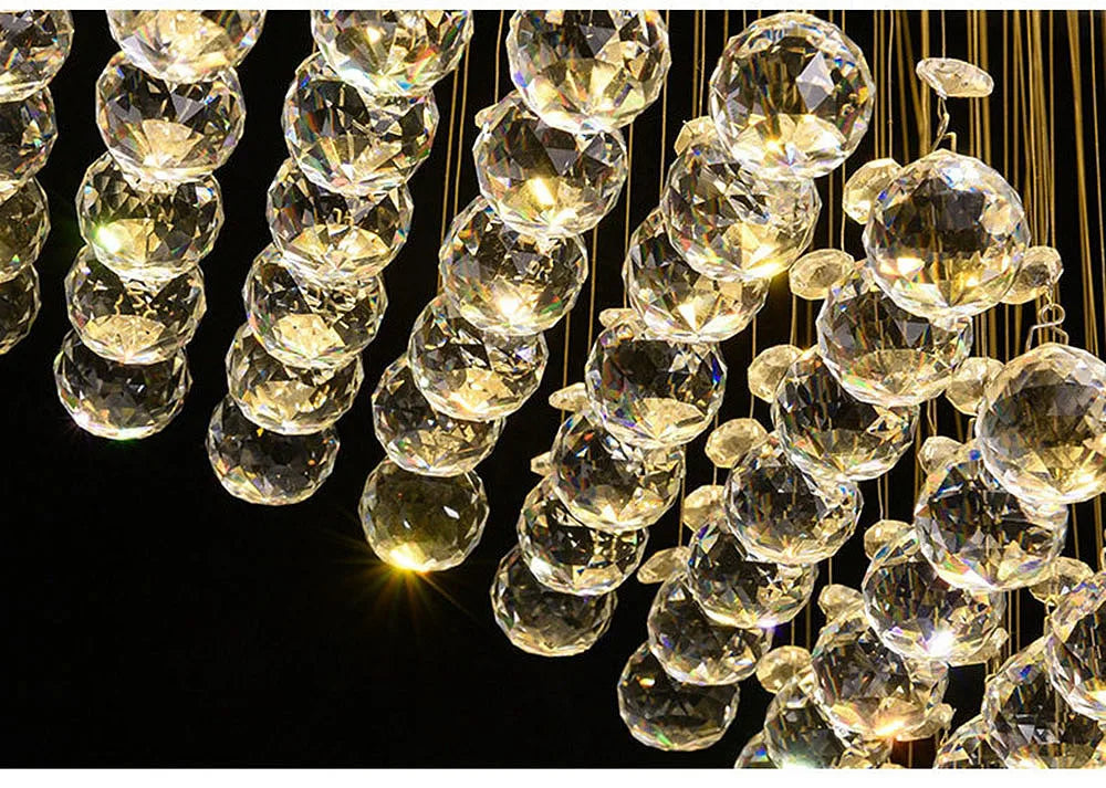 Modern Luxury Spiral Crystal Ceiling Fixture Long Cascading Crystal Design for Duplex Stairwell High Ceiling Home Lighting