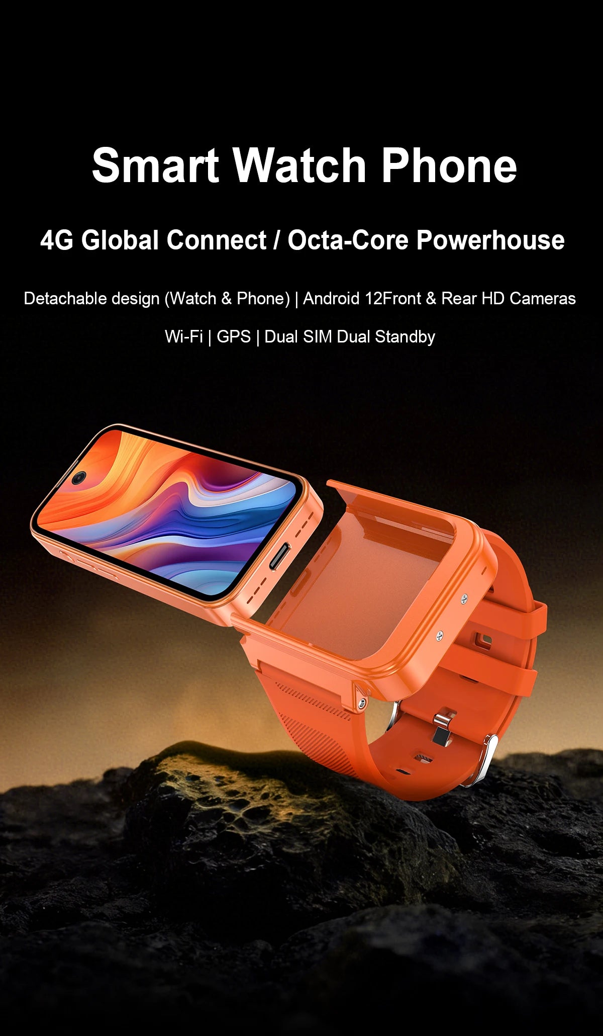 PG999 Max Android 12 4G Smart Watch Phone MT6762 Octa Core 3.97" HD Detachable Screen Dual Sim Dual Standby WIFI GPS Smartwatch