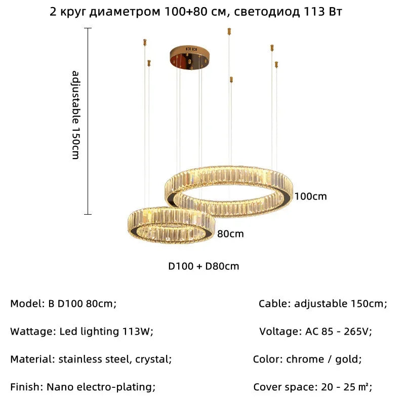 Modern Luxury Led Dimmable Pendant Lights Lustre Living Room Chandelier Lamp Fixtures Foyer Shiny Steel  Luminarias Light