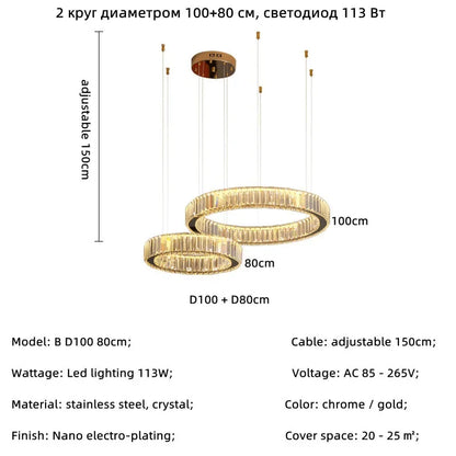 Modern Luxury Led Dimmable Pendant Lights Lustre Living Room Chandelier Lamp Fixtures Foyer Shiny Steel  Luminarias Light