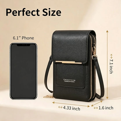 The Women Bag Touch Screen Cell Phone Purse Soft Leather Shoulder Bag Female Handbags Cheap Small Wallet Crossbody Bags
