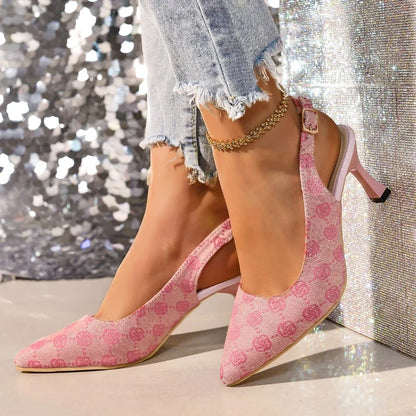 Brand Designer High Heels Sandals Women 2025 Summer Pointed Toe Ankle Straps Pumps Woman Plus Size Thin Heeled Party Shoes