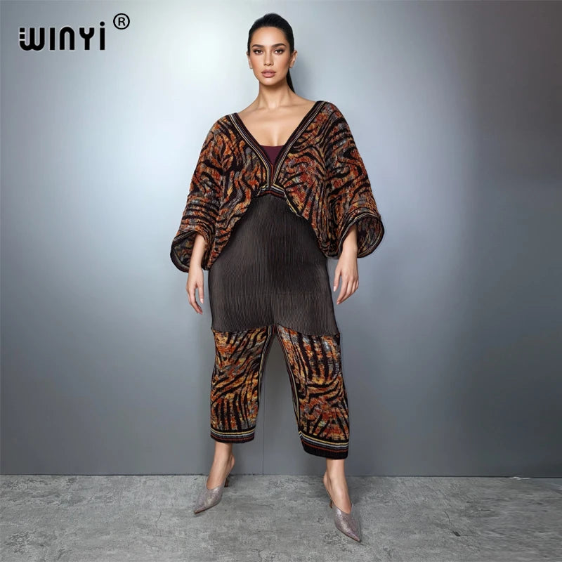 WINYI Women's Slim Fit Pleated women's jumpsuits and rompers Abaya Dubai Style Luxury Party Wear Muslim Beach Holiday Fashion