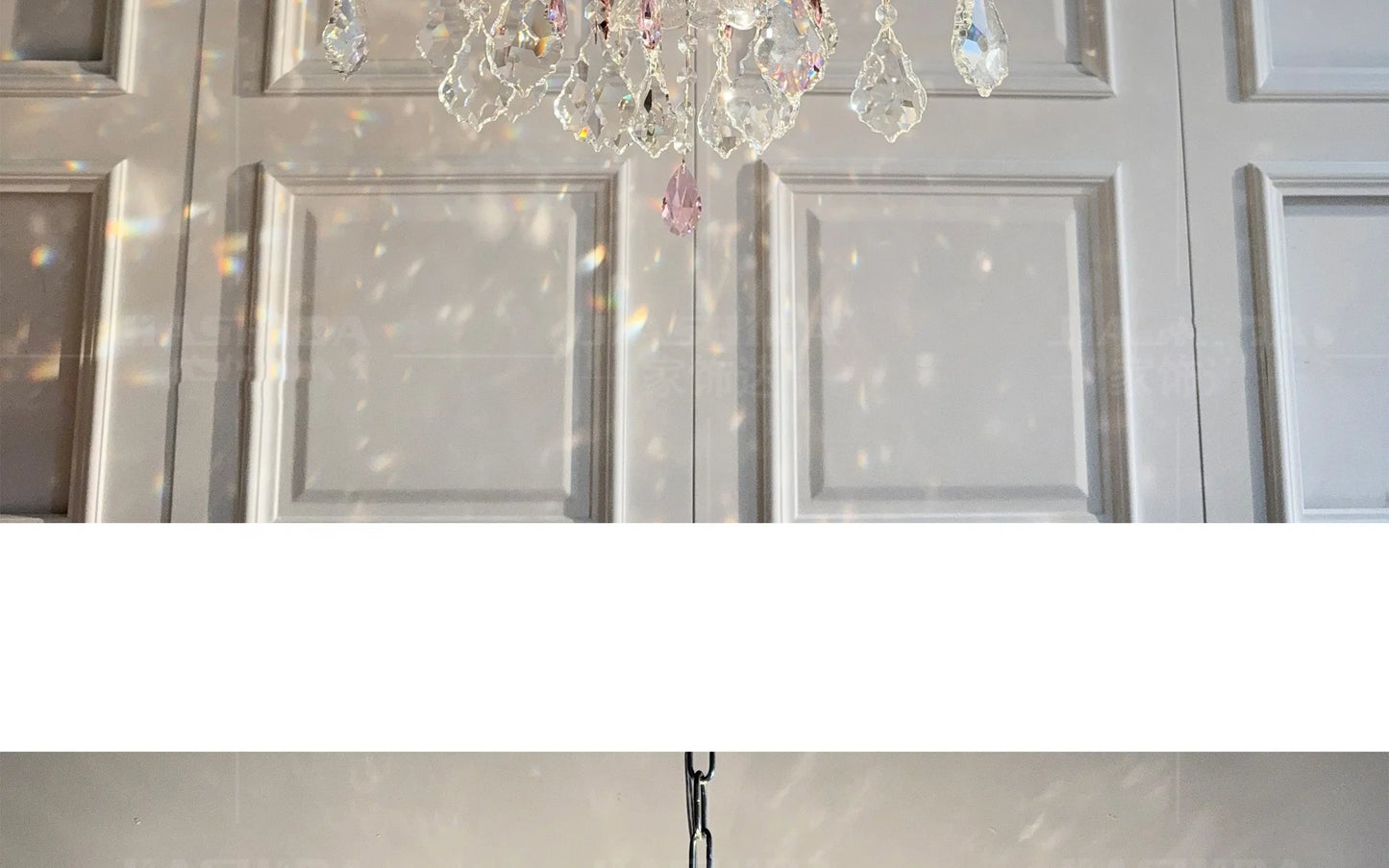 French Romantic Crysatl Candle Chandelier Luxury Glass Pink E14 Pendant Lights Living Room Art Decor Led Lamparas Bedroom Lamp