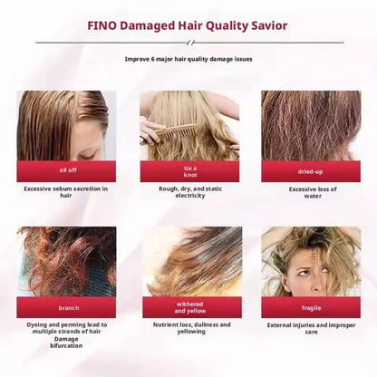 Fino Shampoo/Conditioner/Premium Touch Hair Mask, Repair Damaged Hair Oil Control Smooth Frizzy Hair for Silky, Voluminous Locks