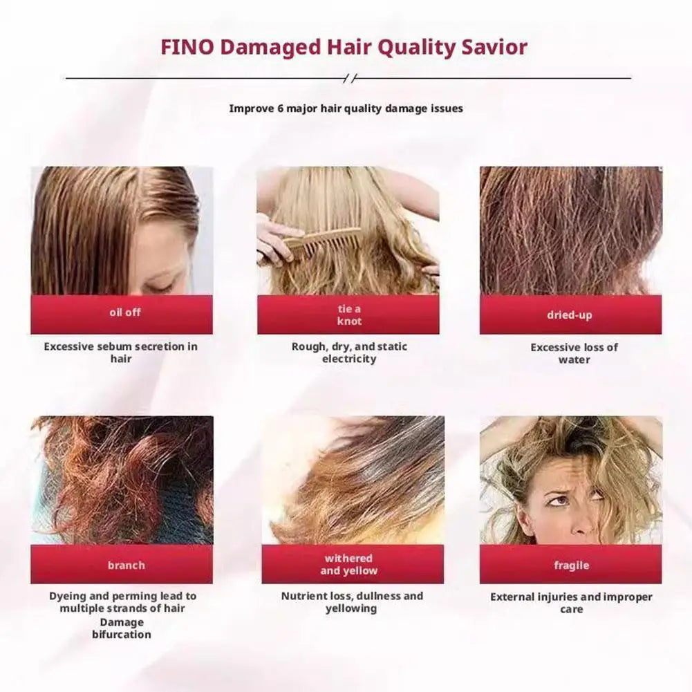 Fino Shampoo/Conditioner/Premium Touch Hair Mask, Repair Damaged Hair Oil Control Smooth Frizzy Hair for Silky, Voluminous Locks