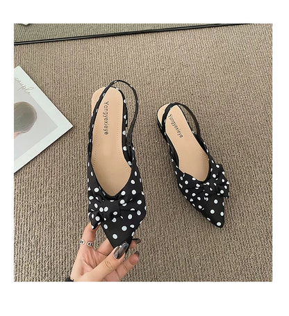 maogu Bow Polka Dot Pointed Toe Stiletto Sandals Luxury Sandals Women Designers Elegant Party Sandal 2023 Fashion Women Shoes 39