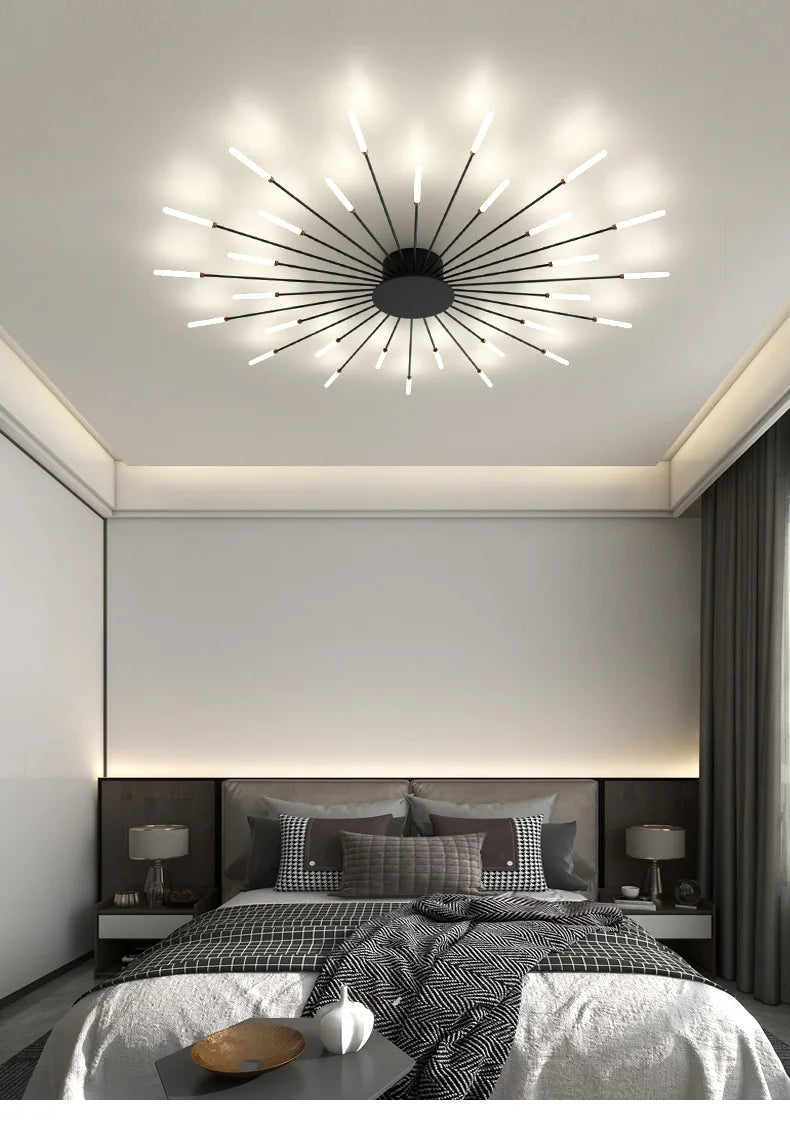 Minimalist LED Ceiling Lamp, Elegant Swirl Firework Design for Living Room, Bedroom, Dining Room