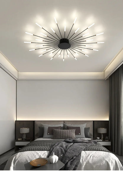 Minimalist LED Ceiling Lamp, Elegant Swirl Firework Design for Living Room, Bedroom, Dining Room