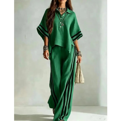2026 New Autumn Summer Women's Short-sleeved Shirts And Loose Trousers Two-piece Suit Casual Simple White Suits Women Clothing