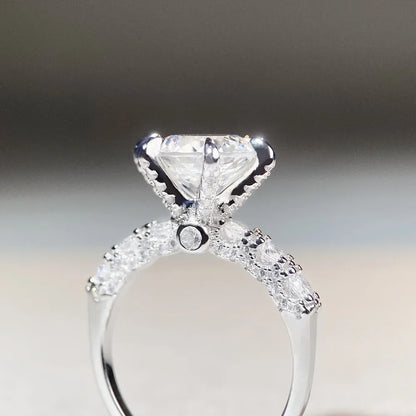 18K white gold and platinum PT950 firework cut ring for women 3 carat luxury full set six claw diamond ring moissanite ring