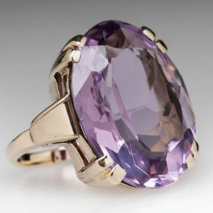 Gorgeous Charming Large Oval Blue Cubic Zirconia Stone Ring Women Fashion Golden Color Crystal Zircon Ring Bridal Trendy Jewelry