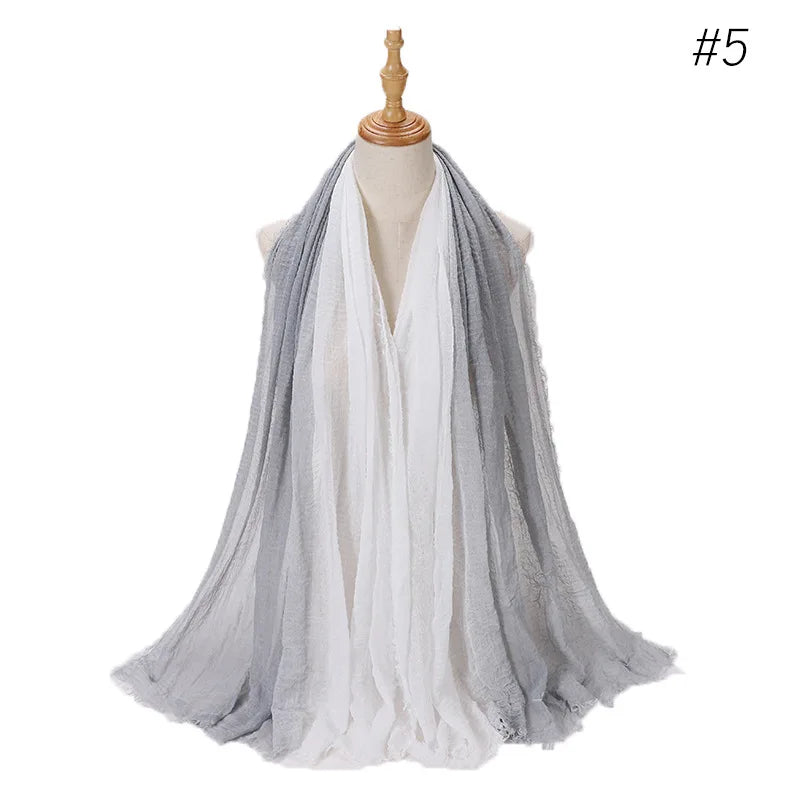180*90cm Gradient Cotton Linen Women Muslim Hijab Scarf Woman Islamic Arab Shawl Wrap Head Scarves Ready To Wear Headscarf