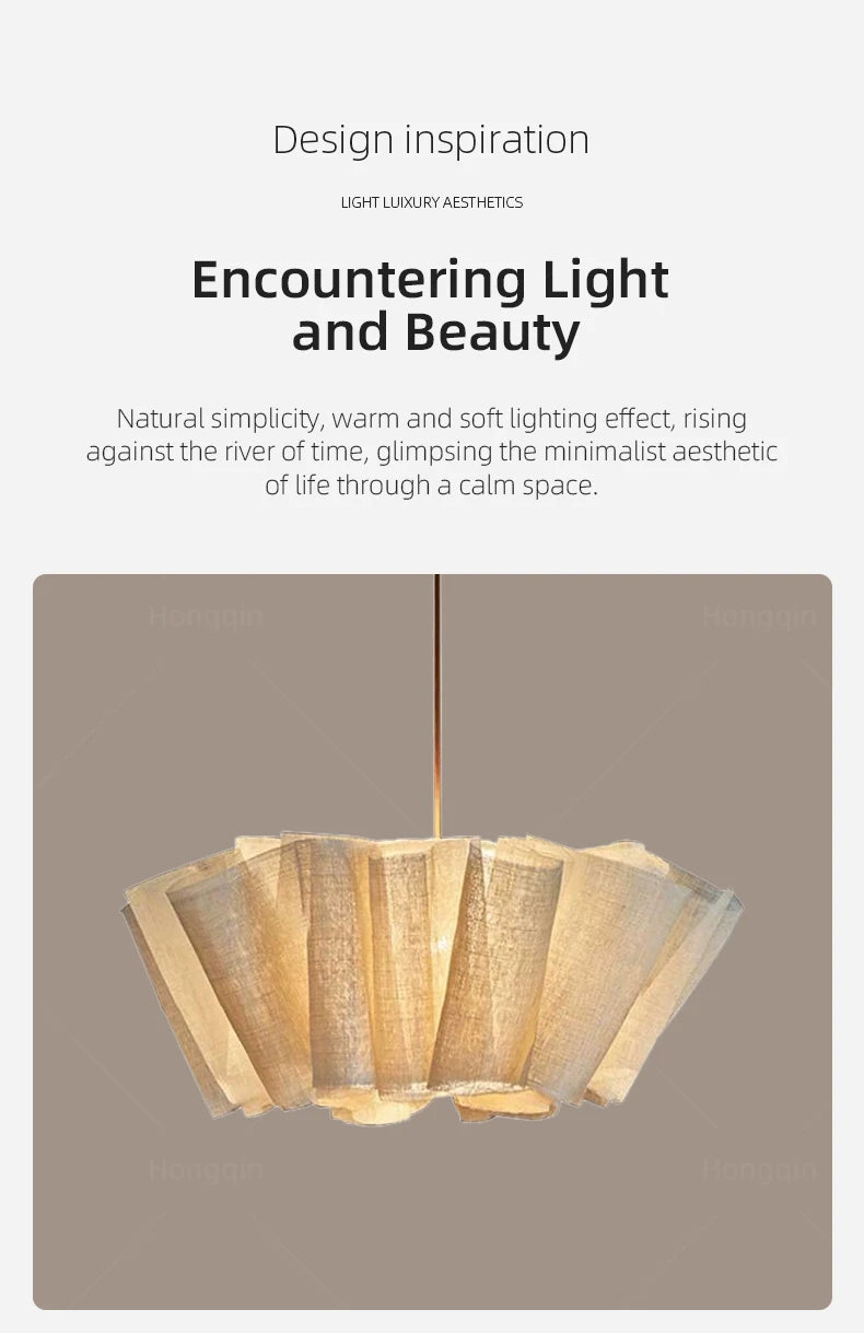 Wabi Sabi Chandelier Handmade Fabric LED Pendant Lights Vintage Living Room Study Clothes Shop Restaurant Designer Hanging Light