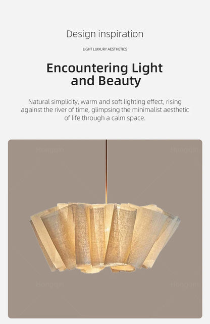 Wabi Sabi Chandelier Handmade Fabric LED Pendant Lights Vintage Living Room Study Clothes Shop Restaurant Designer Hanging Light