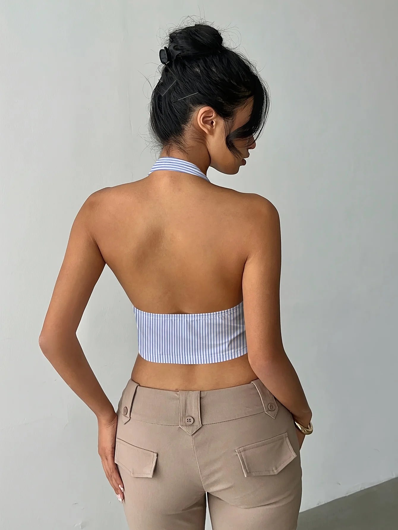 Fashionable Casual Women's Summer Striped Split Sexy Strap Vest Sleeveless Tank Top for Ladies Trendy And Comfortable