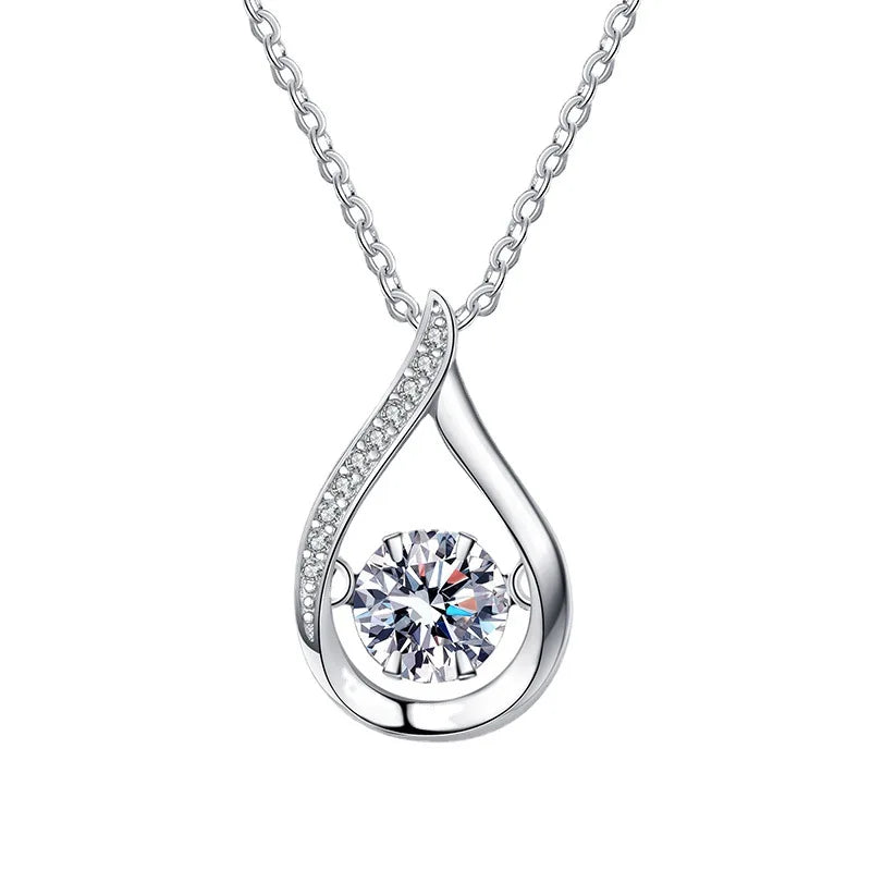 VVS1 D Color Moissanite Necklace For Women Fine Jewelry with GRA 925 Sterling Sliver Chain Plated 18k White Gold