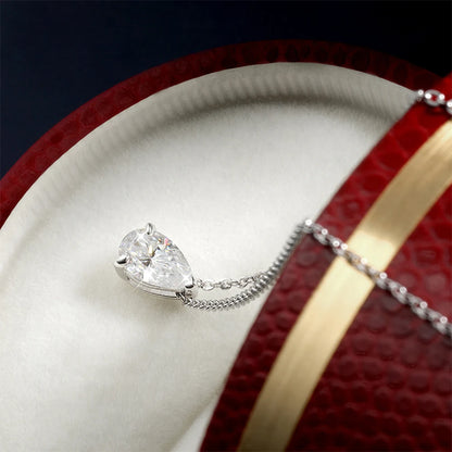 1ct 2ct 3ct 4ct Pear Cut Moissanite Necklace for Women Gift 925 Pendant 100% Sterling Silver Chain Water Drop NecK Chain Jewelry