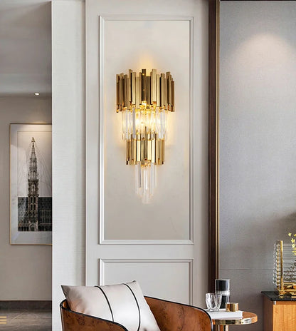 Gold K9 Crystal Tricolor Chandelier Luxury Modern LED Ceiling Light for Living Room Dining Room Bedroom Ceiling Lights