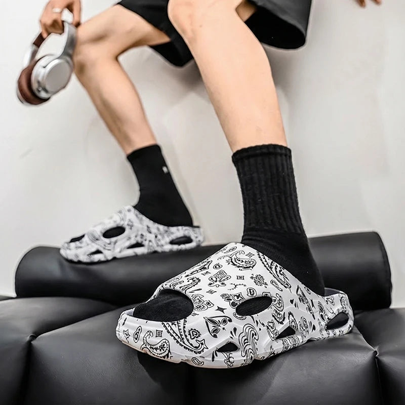 Summer New Men's Women's Light Platform Massage Slippers Unisex Couple Sandals Beach Casual Slides Shoes Soft Sole Flip-flops