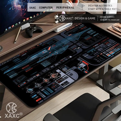 Black S-Stars T-Treks Mouse Pad Large Keyboard Mouse Desk Pad XXL Non-Slip Rubber Gaming Mouse Pad Laptop Mouse Carpet XAXC