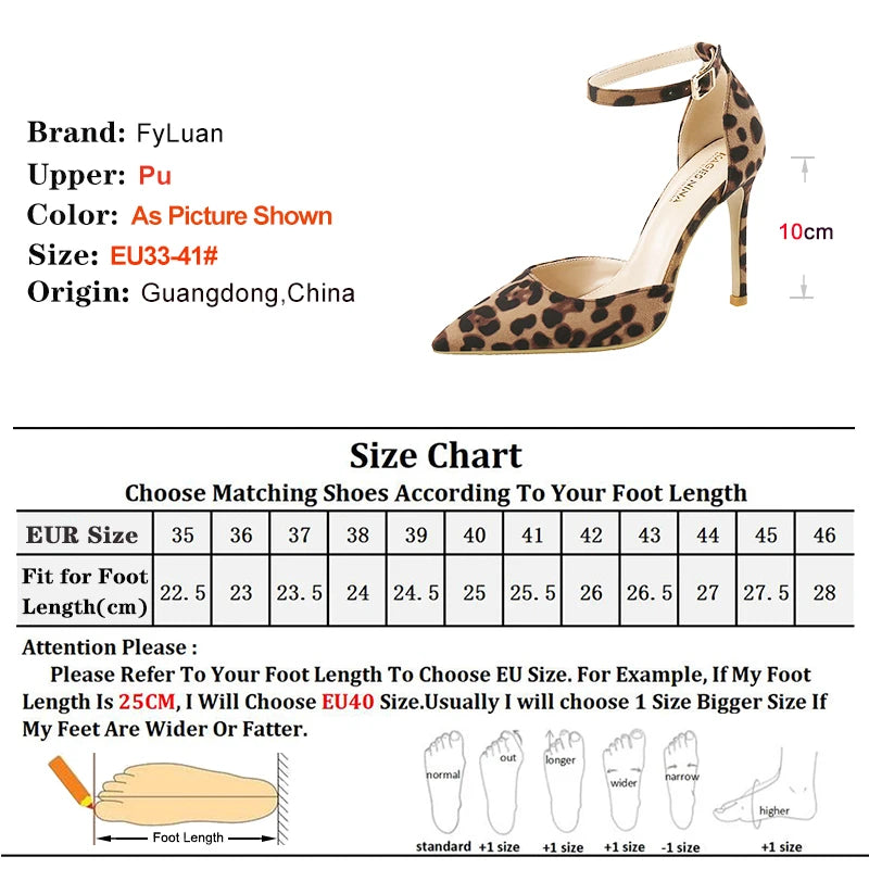 Autumn Sexy Leopard Women Sandals Office Pumps 6cm 8cm 10cm Elegant Office  High Heels Women Pointed Toe Luxury Female Shoes