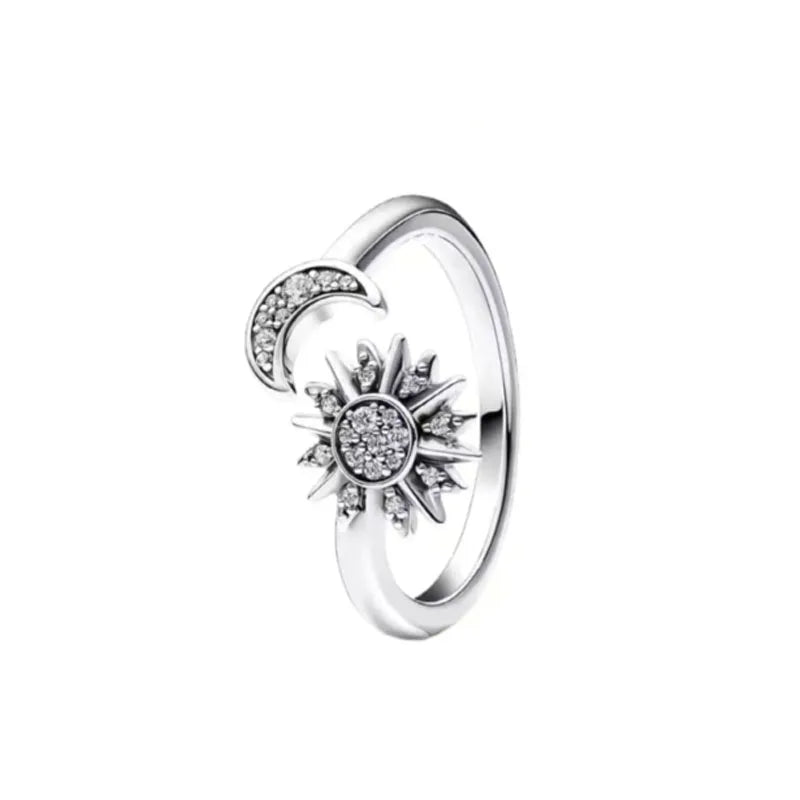 European New 925 Silver Heart-Shaped,Floral,Square Ring Suitable for Exquisite High-Quality Jewelry for Women at Wedding Parties