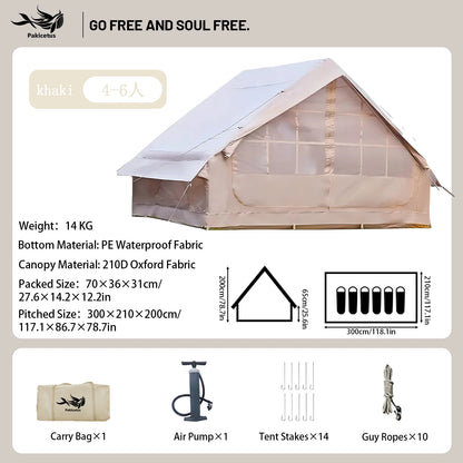 PAKICETUS Inflatable camping tent 4-8 people with windows portable water-resistant camping tent  Four season tents