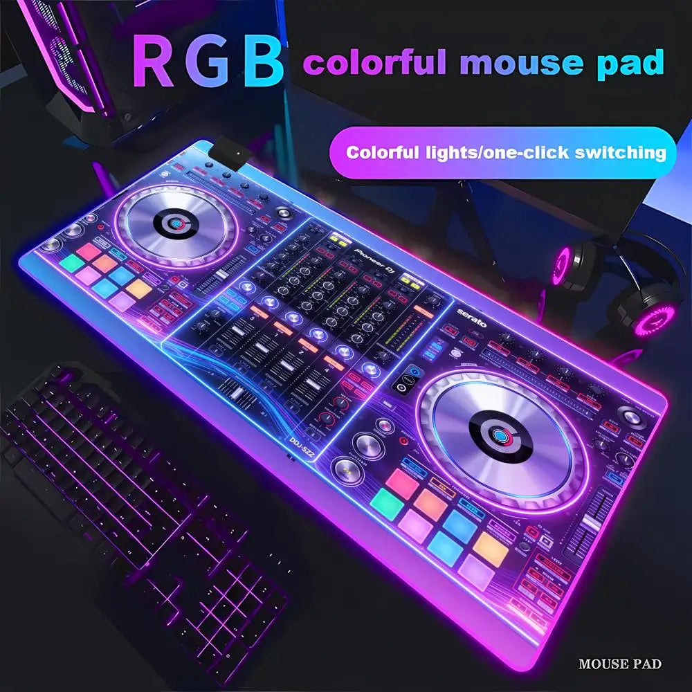 RGB Radio Dj Workbench Mouse Pad Gamer HD Large HD HYBXAXC Desk Mats MousePads Natural Rubber Carpet Anti Slip Laptop Mice Pad
