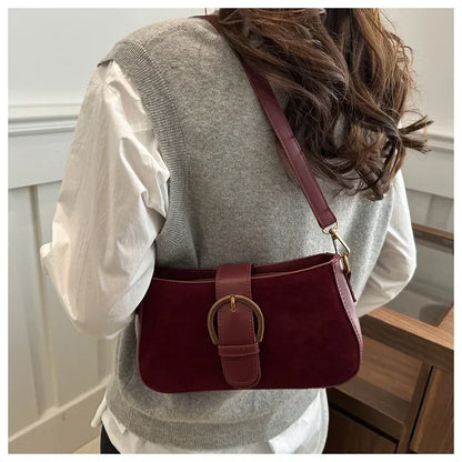 Woman Faux Suede Underarm Shoulder Bag Zipper Fastener Fashionable Cross Body Bags for Small Square Bag Suitable Daily Outfit